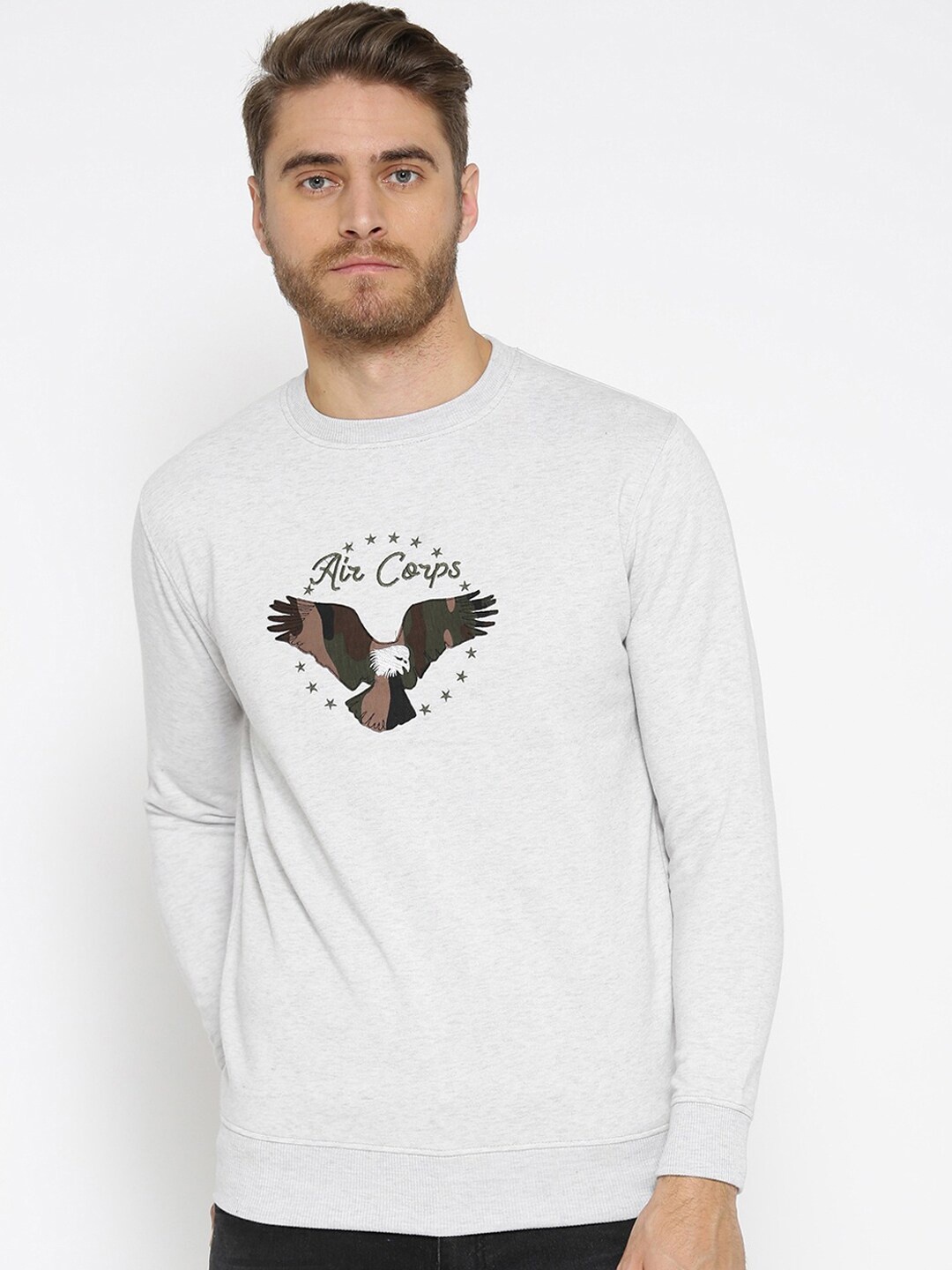 

HARBOR N BAY Men Grey Printed Sweatshirt