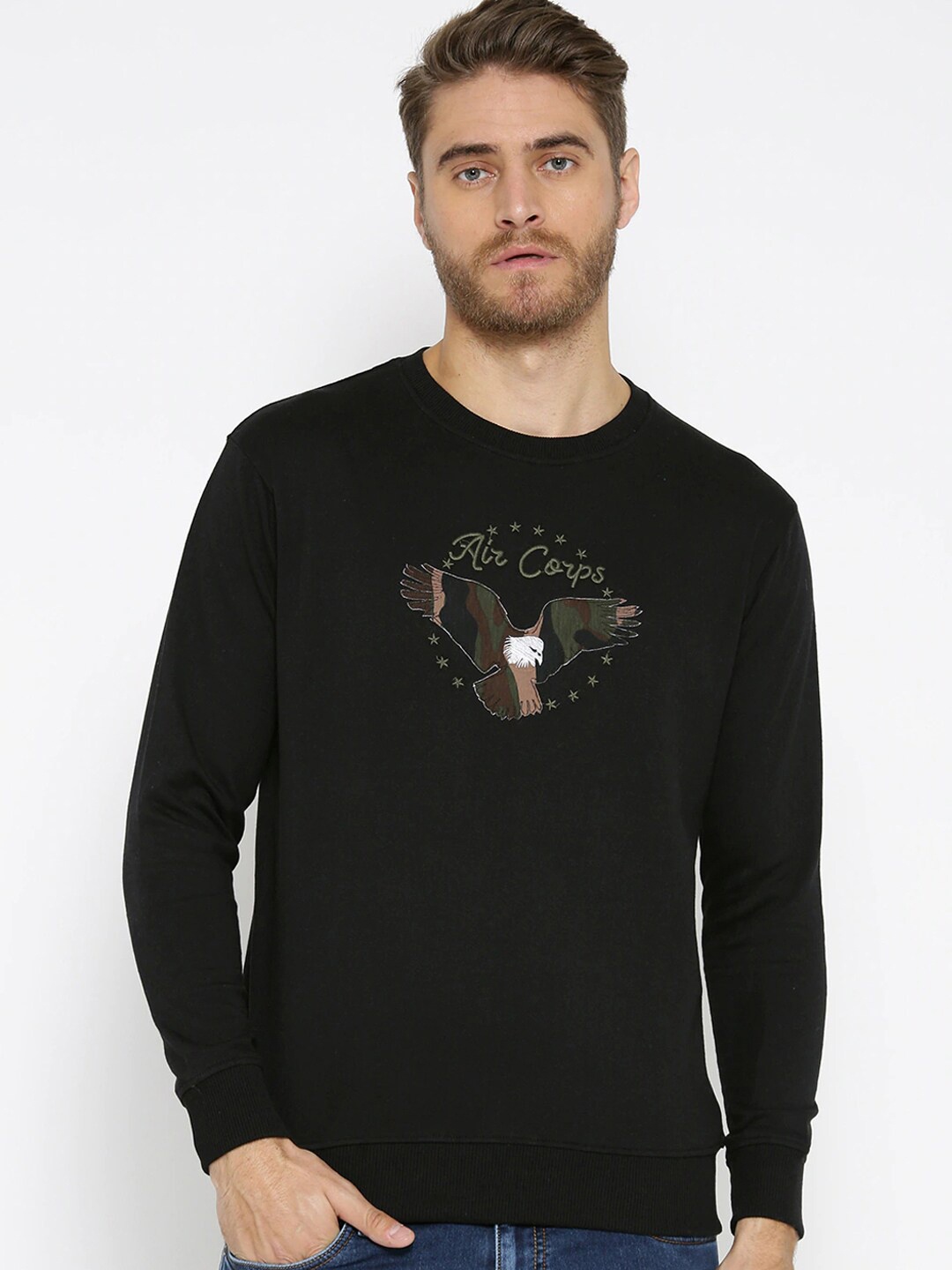 

HARBOR N BAY Men Black Printed Sweatshirt