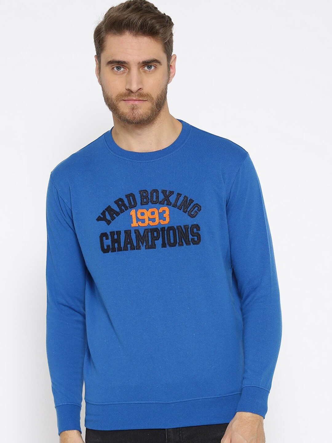 

HARBOR N BAY Men Blue Printed Sweatshirt