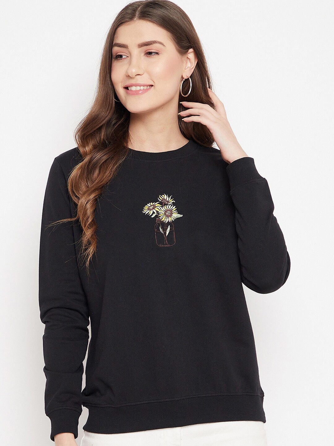 

HARBOR N BAY Women Black Solid Sweatshirt