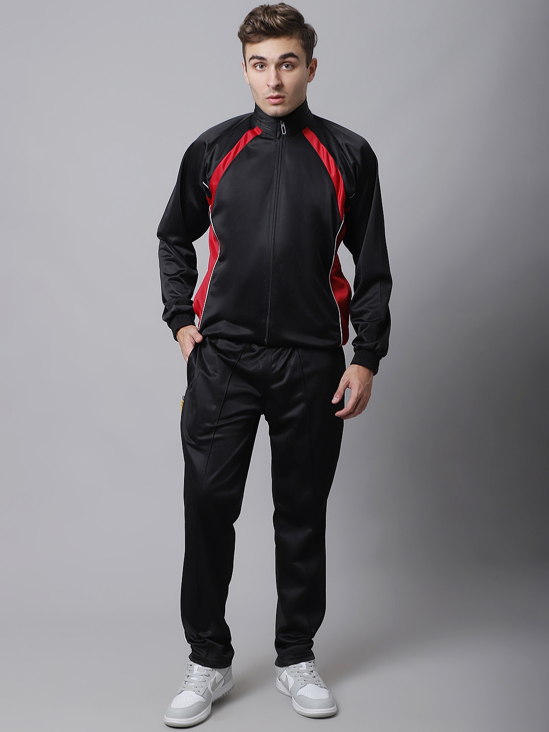 

JOLLY'S Men Black & Red Colourblocked Sports Tracksuits