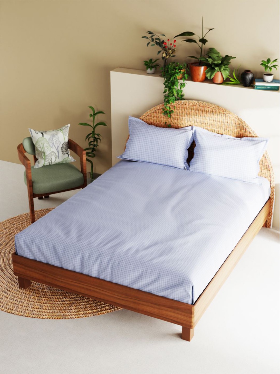 

BIANCA Blue 210 TC Cotton King Bedsheet with 2 Pillow Covers