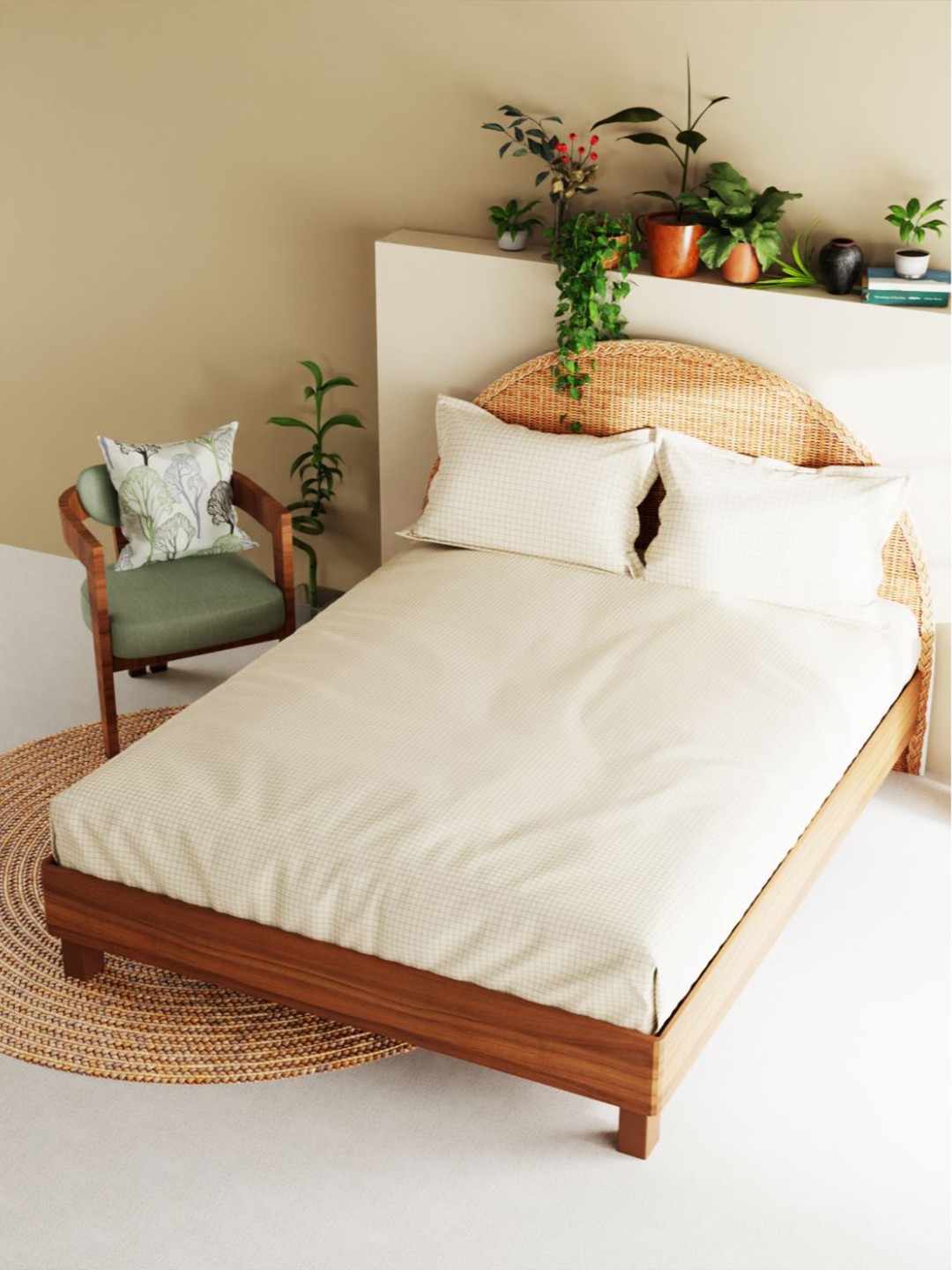 

BIANCA Beige 210 TC Cotton King Bedsheet with 2 Pillow Covers