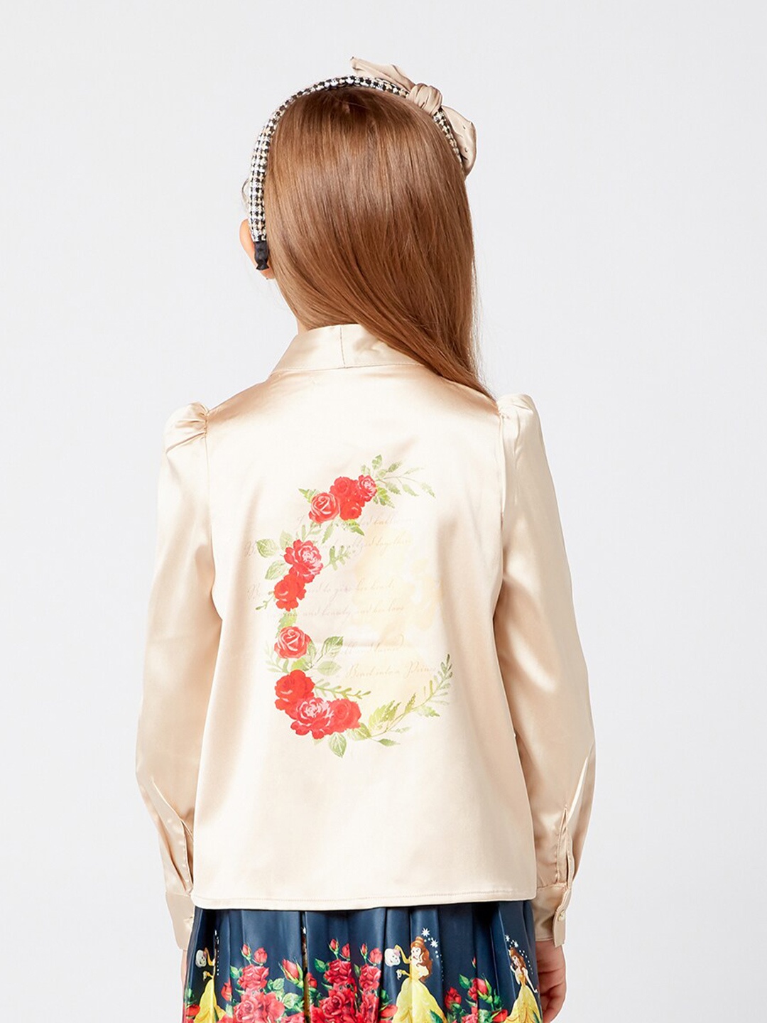 

One Friday Girls Beige Floral Printed Casual Shirt