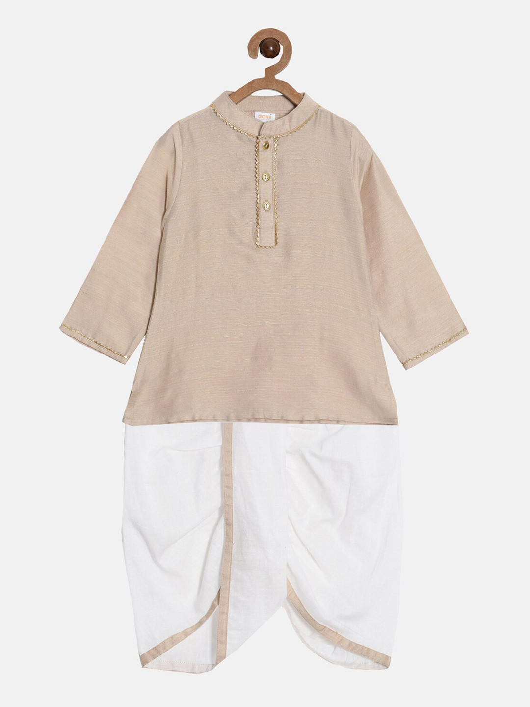 

Aomi Boys Beige Kurta with Dhoti Pants