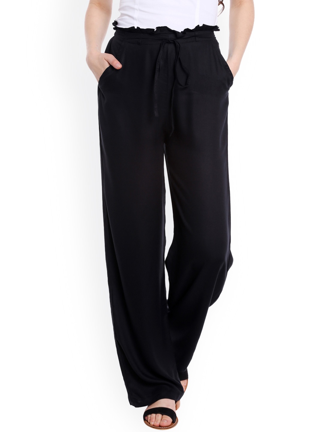 

20Dresses Women Black Solid Straight Palazzos