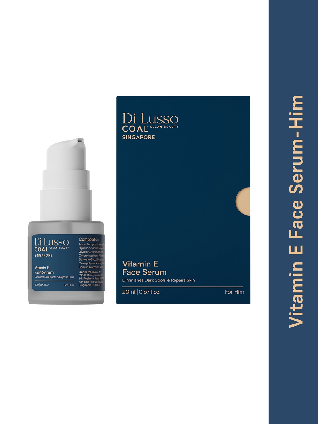 

COAL CLEAN BEAUTY Men Di Lusso Singapore Vitamin E Face Serum For Dark Spots - 20ml, Navy blue