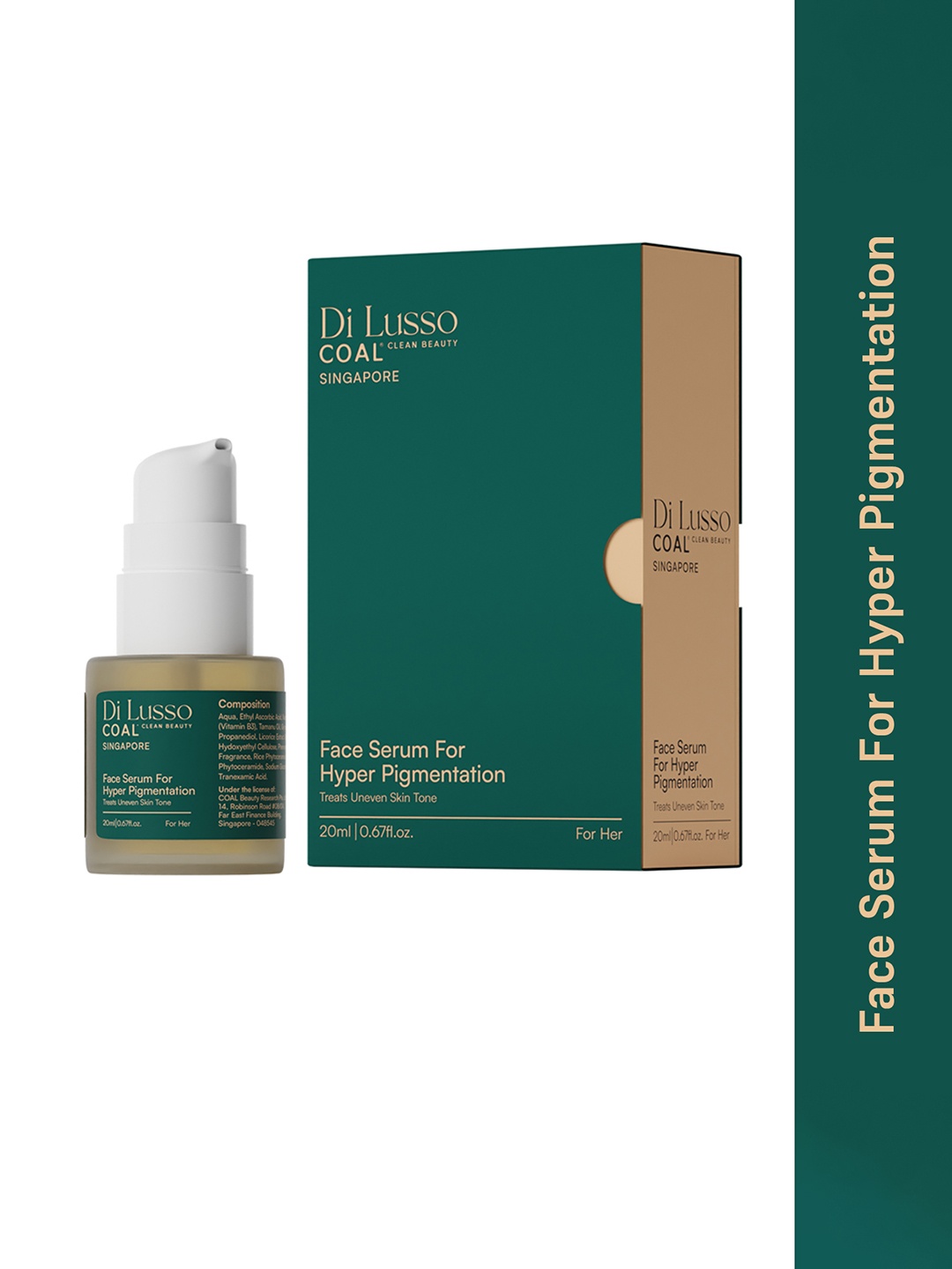 

COAL CLEAN BEAUTY Di Lusso Singapore Face Serum For Hyper Pigmentation - 20ml, Green