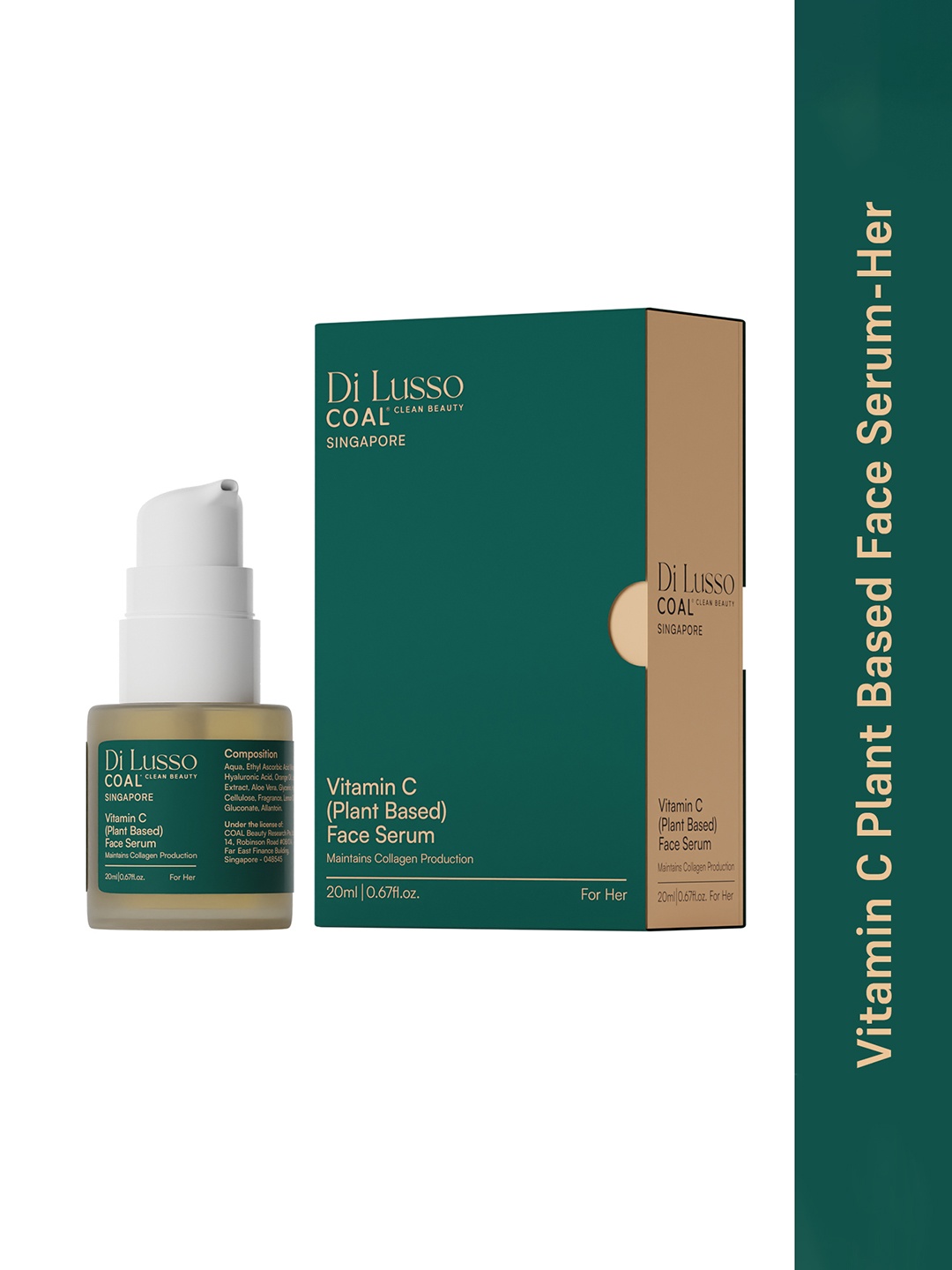 

COAL CLEAN BEAUTY Di Lusso Singapore Plant Based Vitamin C Face Serum - 20ml, Green
