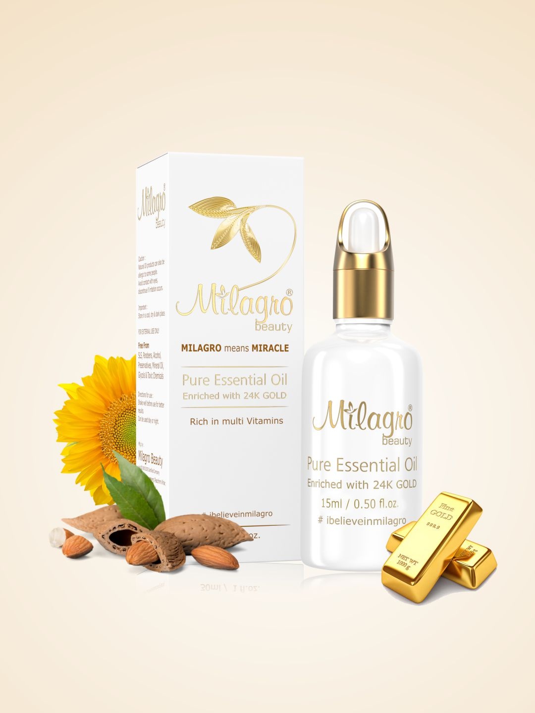 

Milagro beauty 24K Gold Leaves Anti-Ageing Pure Essential Oil - 15 ml, Transparent