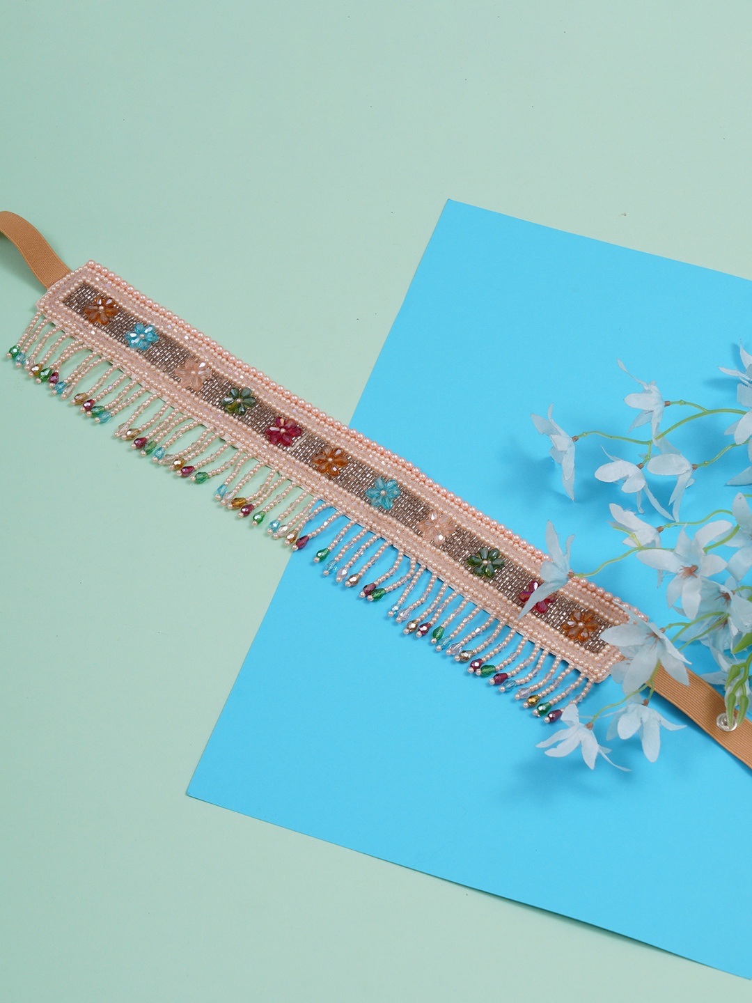 

FABBHUE Women Pink Embellished Beaded Belt