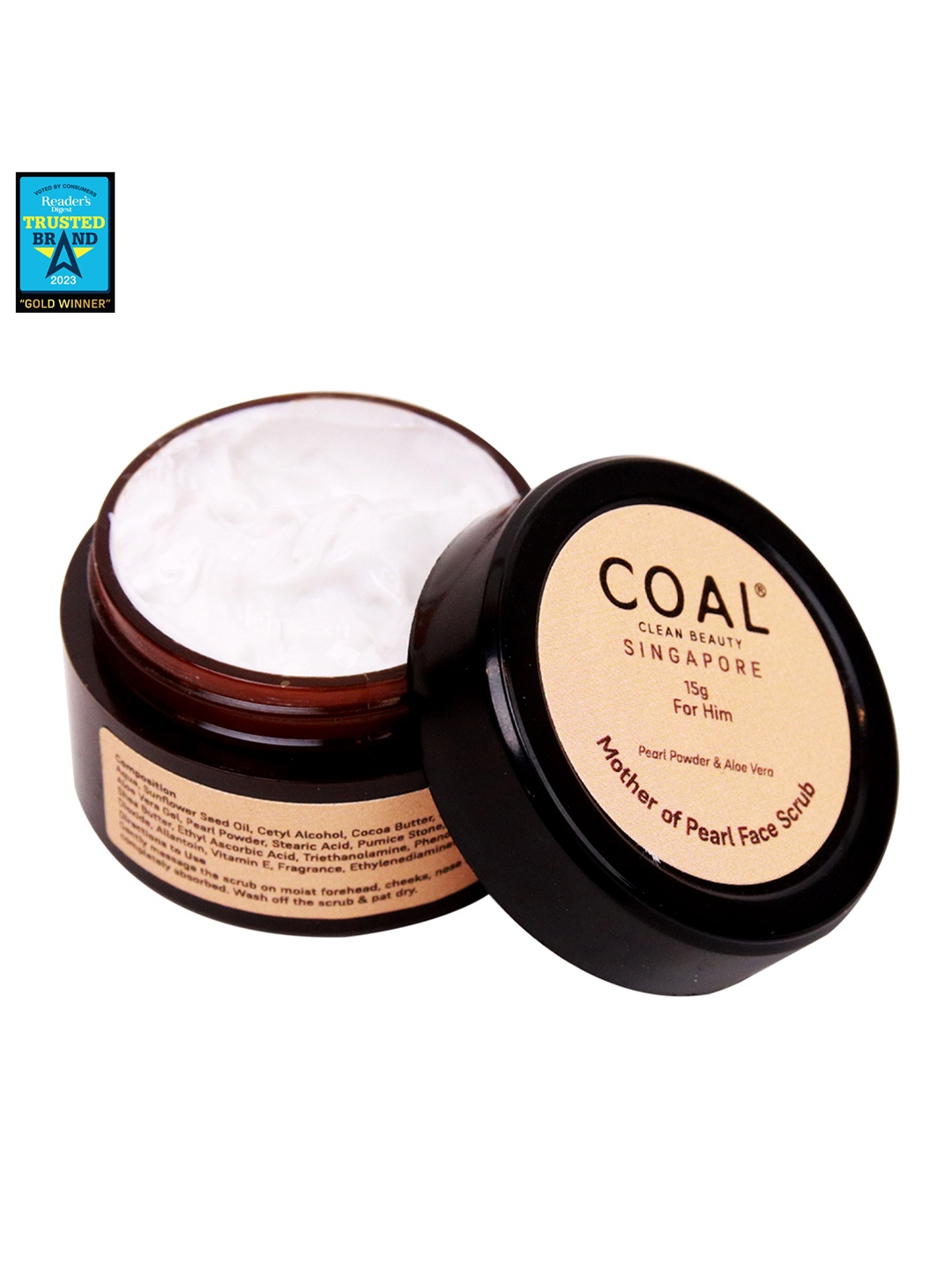 

COAL CLEAN BEAUTY Men Mother of Pearl Face Scrub- 15g, Brown