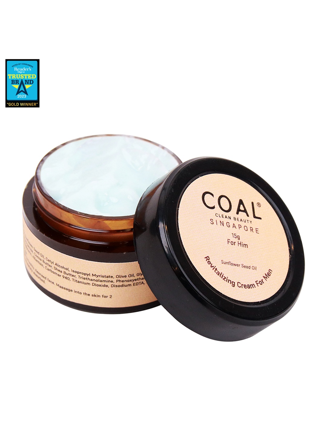 

COAL CLEAN BEAUTY Men Singapore Revitalizing Cream with Sunflower Seed Oil - 15g, Beige