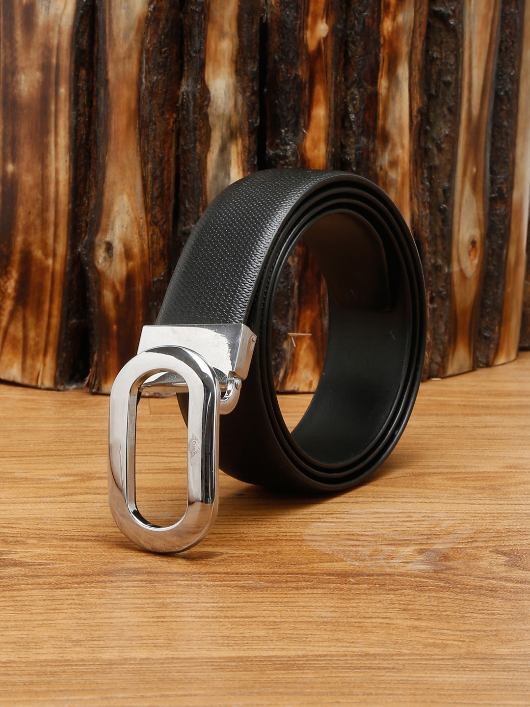 

MUTAQINOTI Men Black Leather Formal Belt