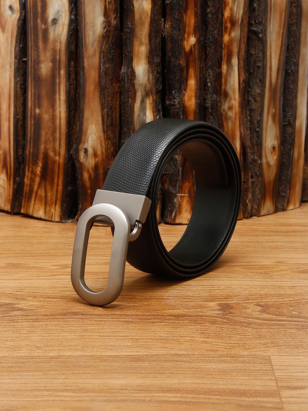 

MUTAQINOTI Men Black Leather Formal Belt