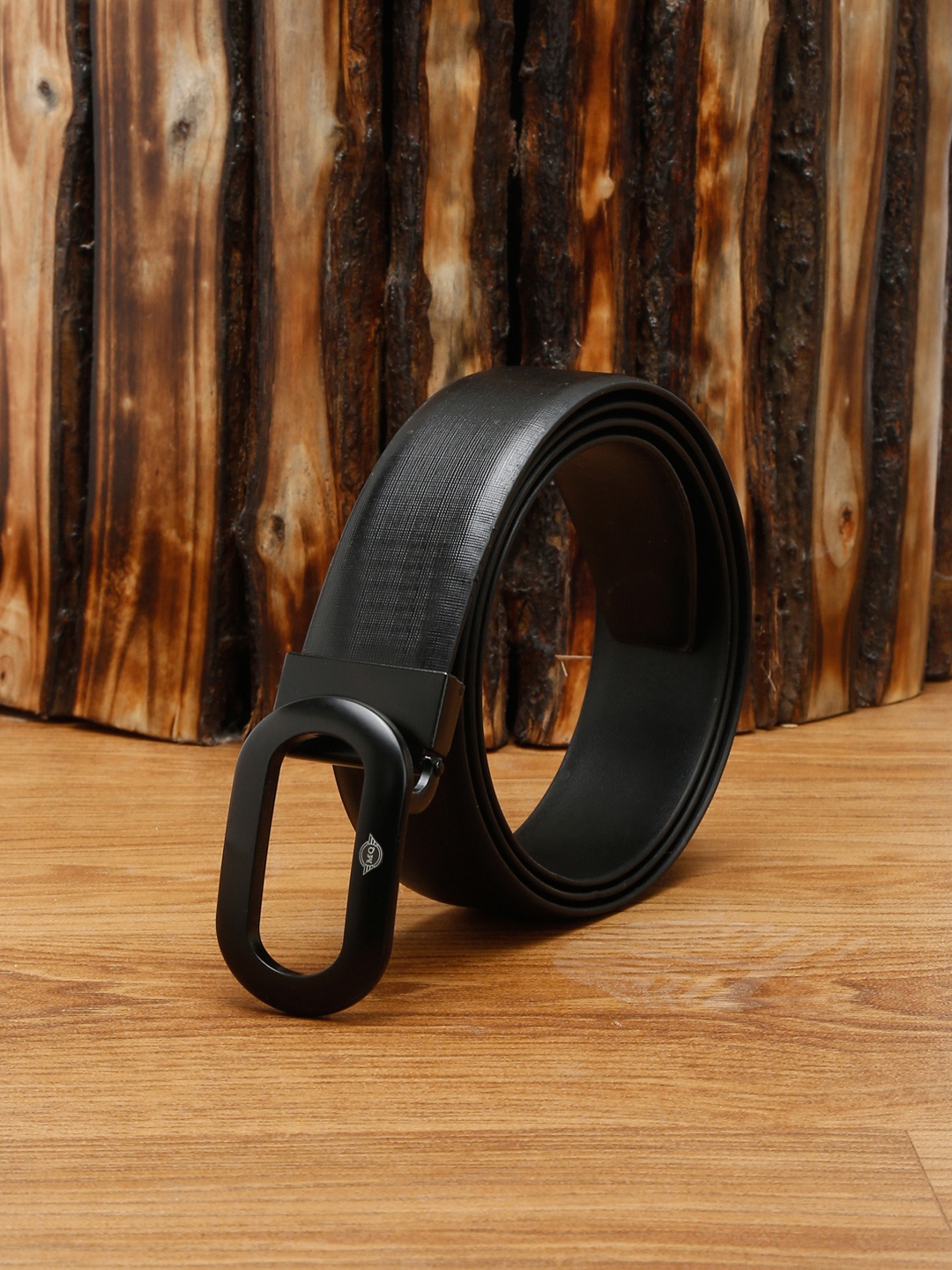 

MUTAQINOTI Men Black Leather Formal Belt