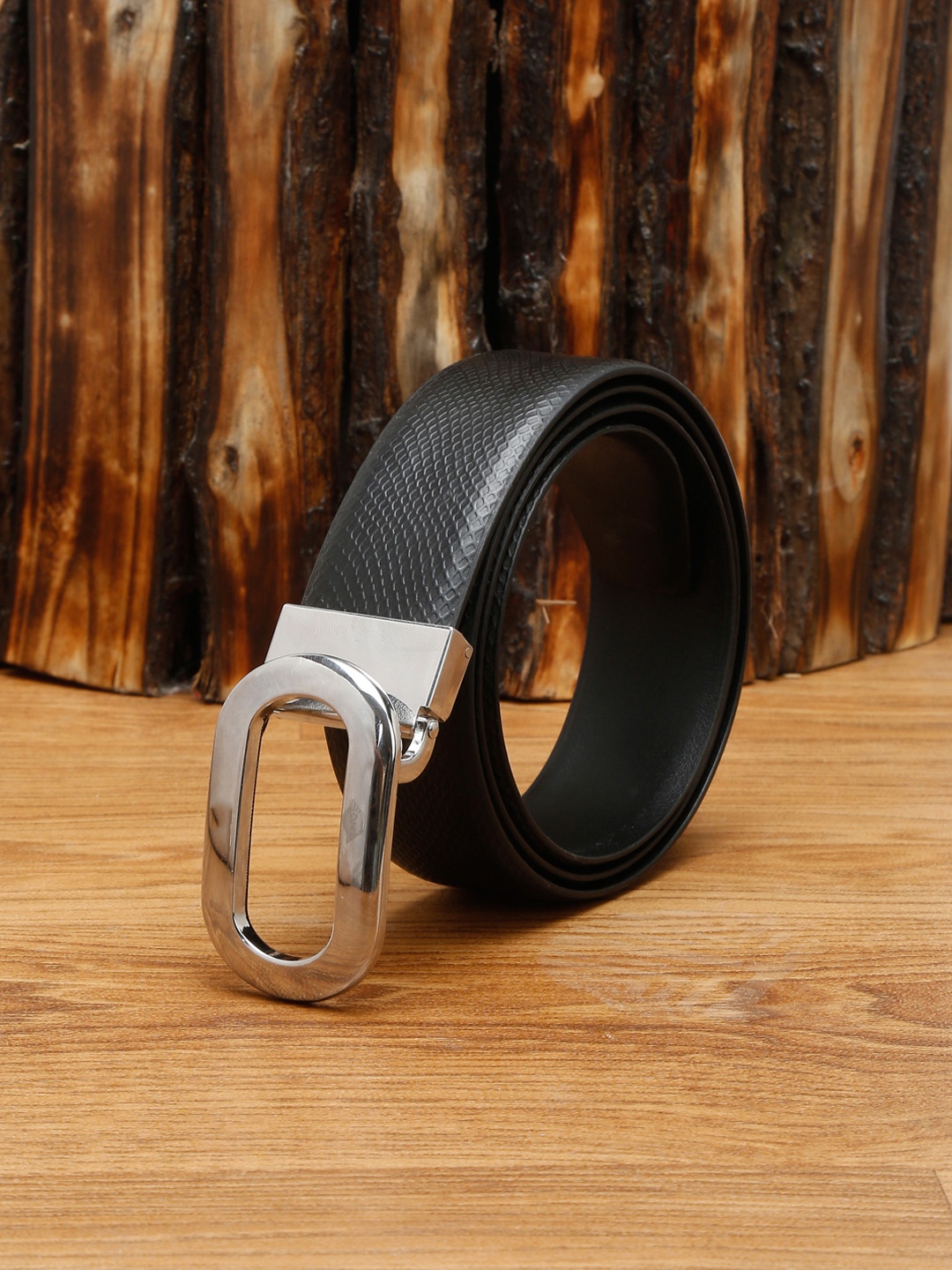 

MUTAQINOTI Men Black Leather Formal Belt