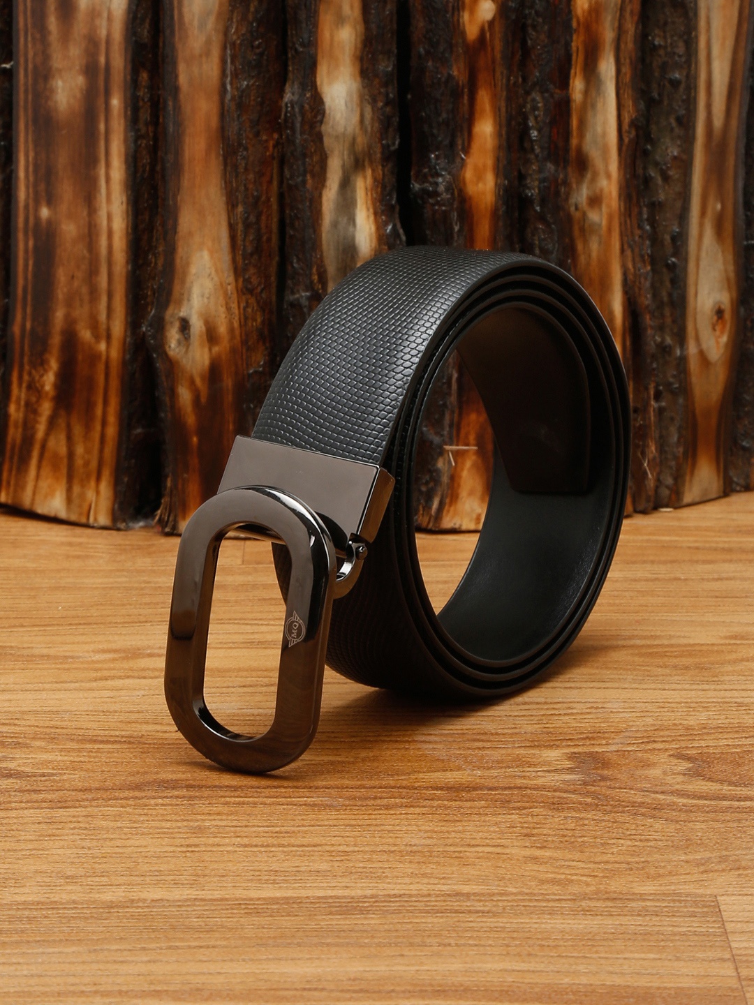 

MUTAQINOTI Men Black Leather Formal Belt