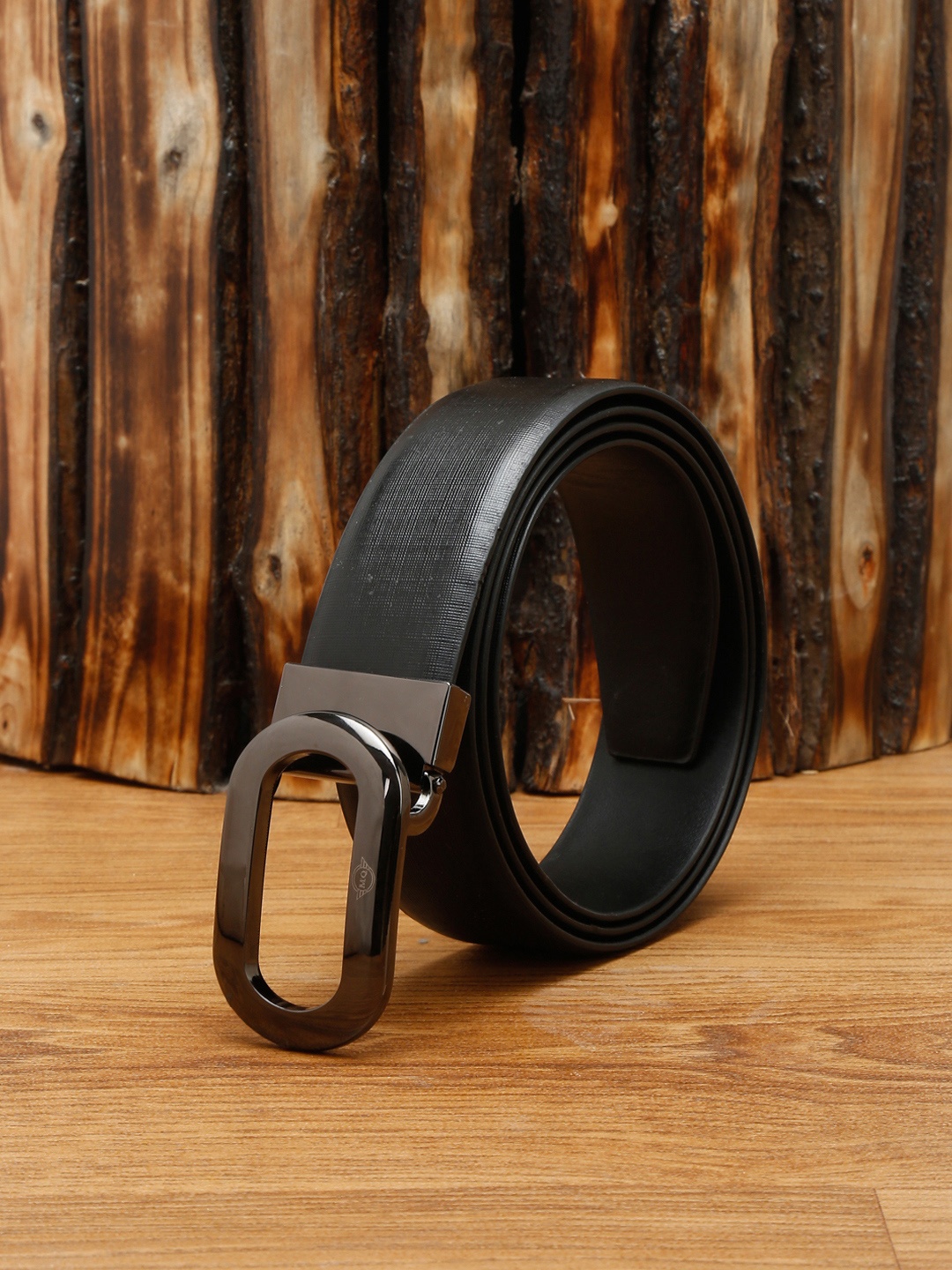 

MUTAQINOTI Men Black Leather Formal Belt