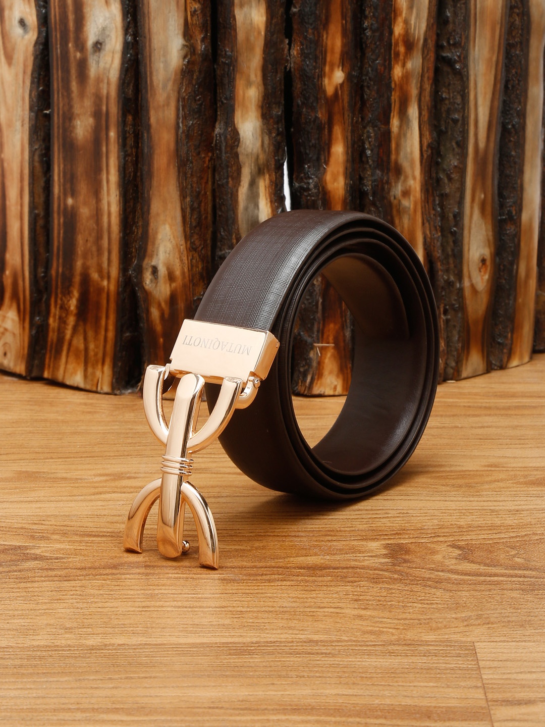 

MUTAQINOTI Men Brown Leather Formal Belt