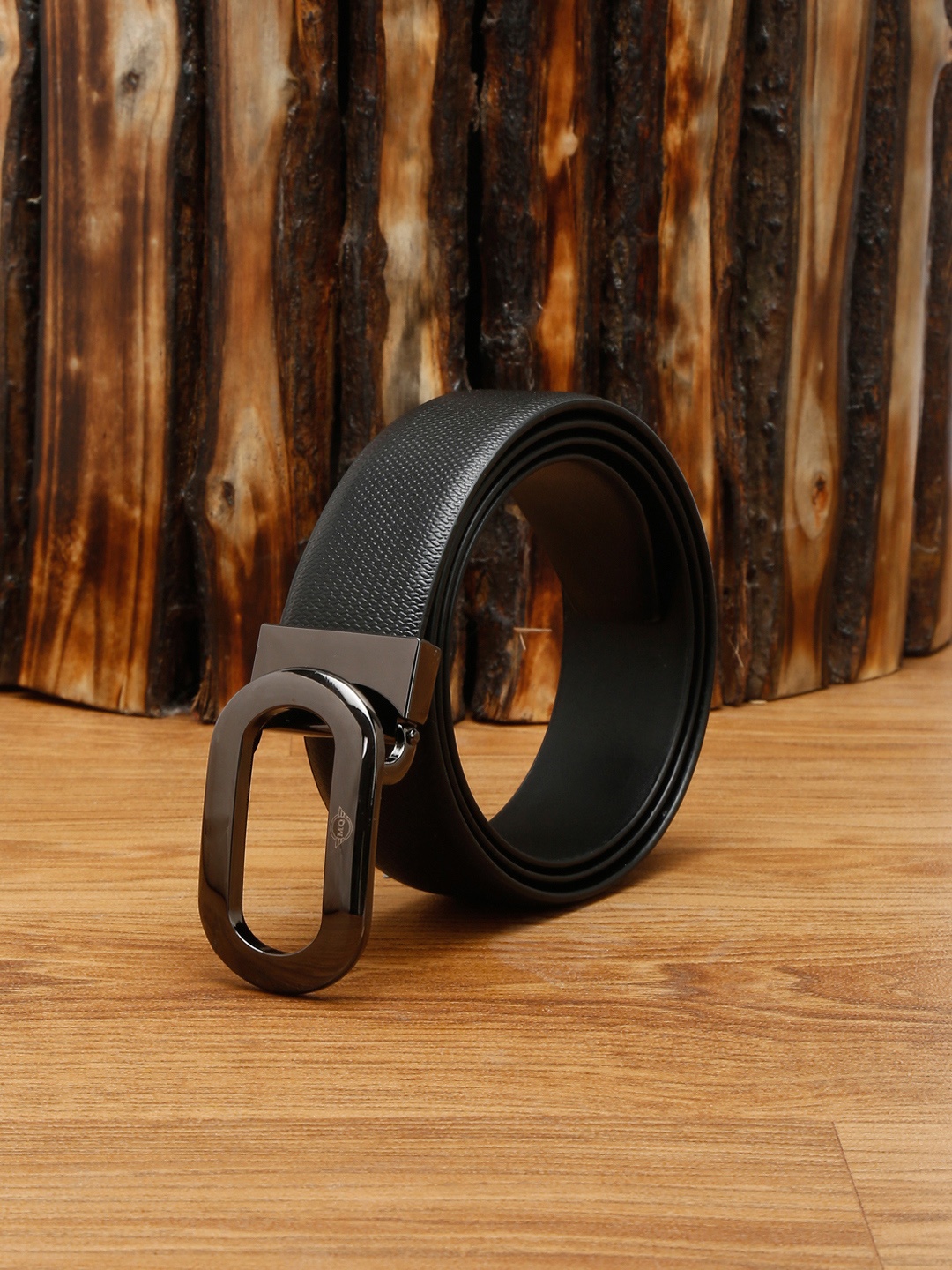 

MUTAQINOTI Men Black Leather Formal Belt