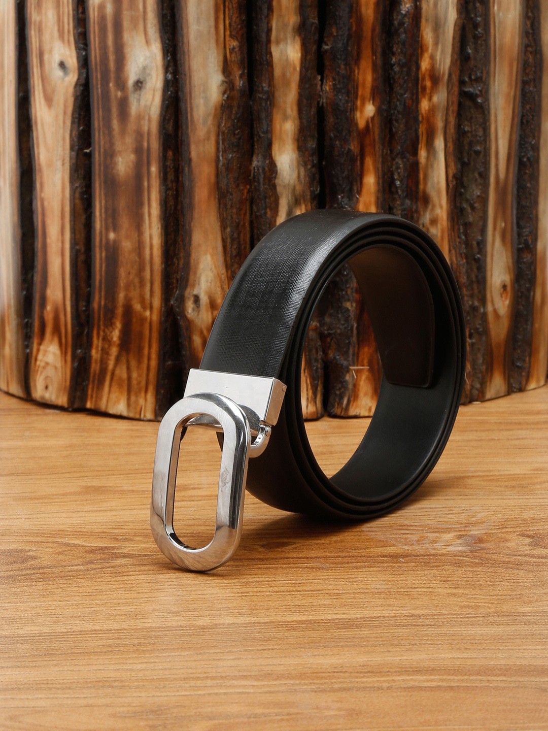 

MUTAQINOTI Men Black Leather Formal Belt