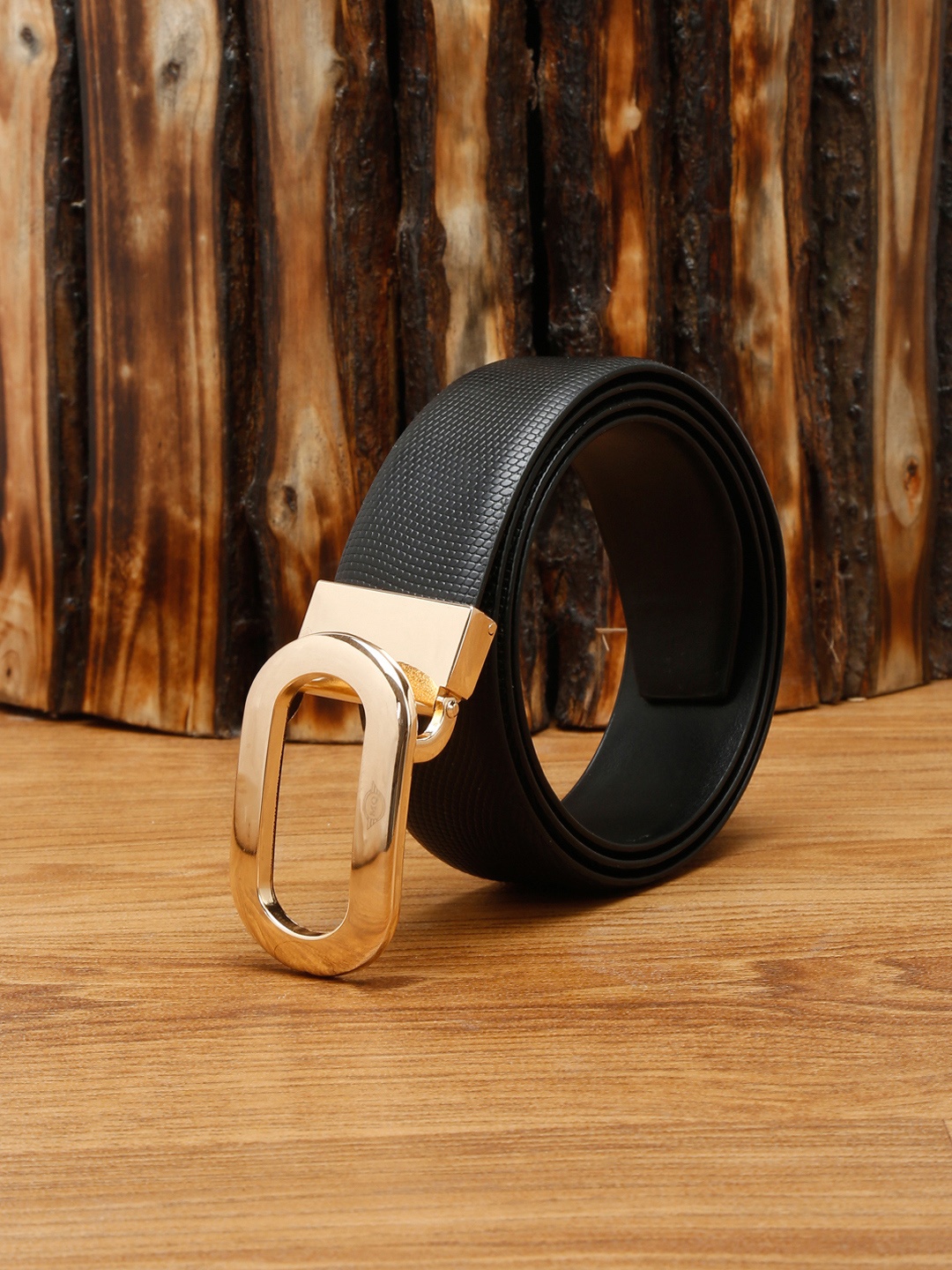 

MUTAQINOTI Men Black Leather Formal Belt