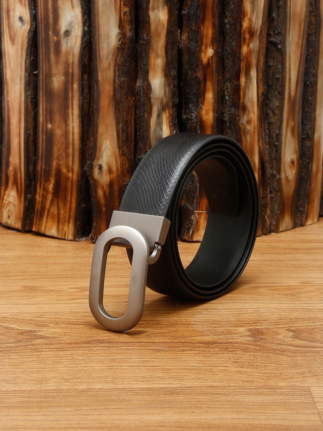 

MUTAQINOTI Men Black Leather Formal Belt