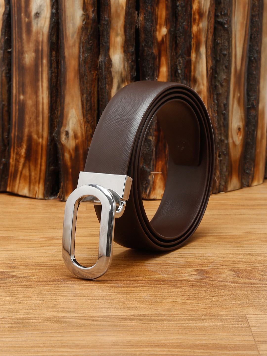 

MUTAQINOTI Men Brown Leather Formal Belt