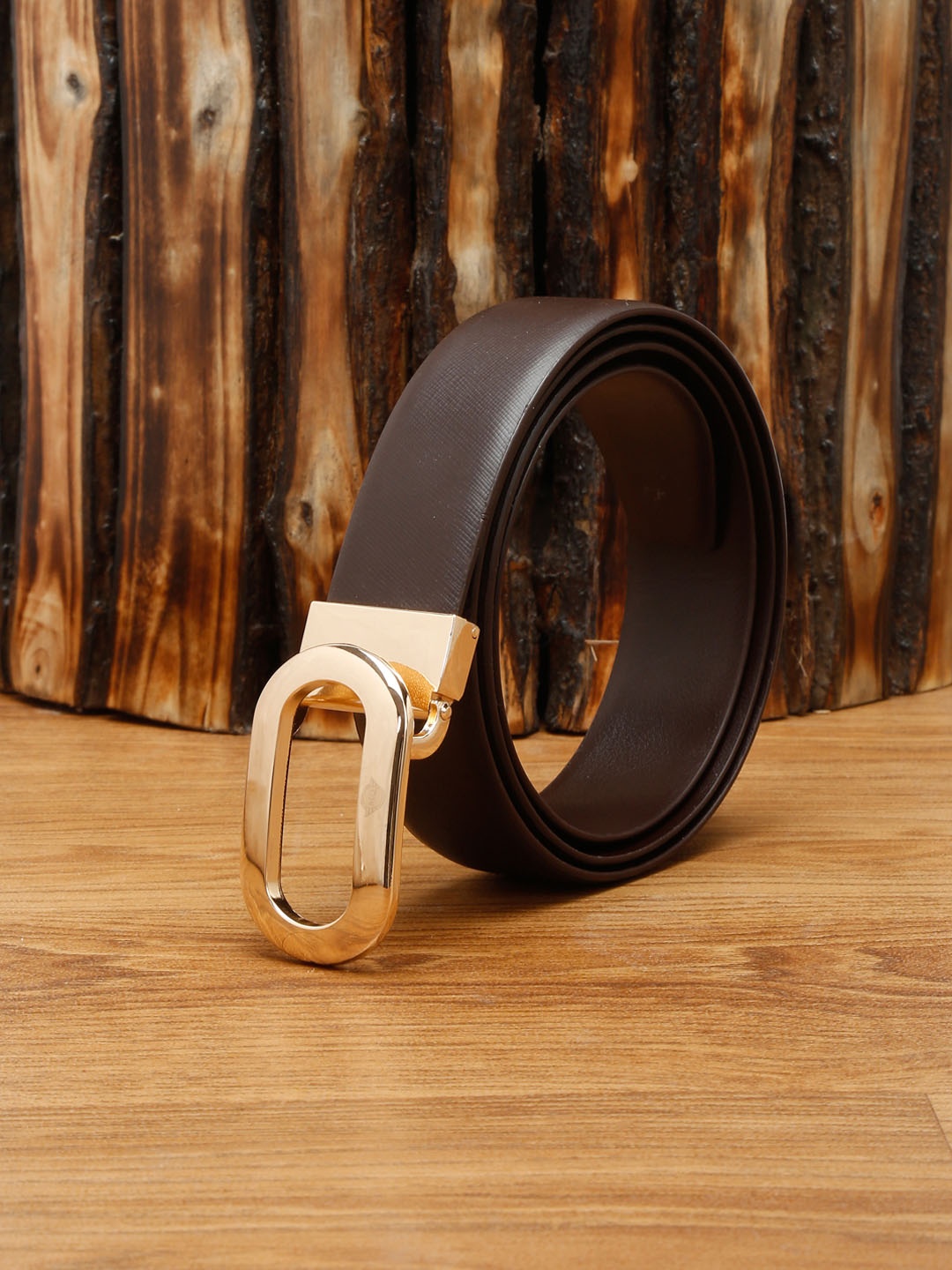 

MUTAQINOTI Men Brown Leather Formal Belt