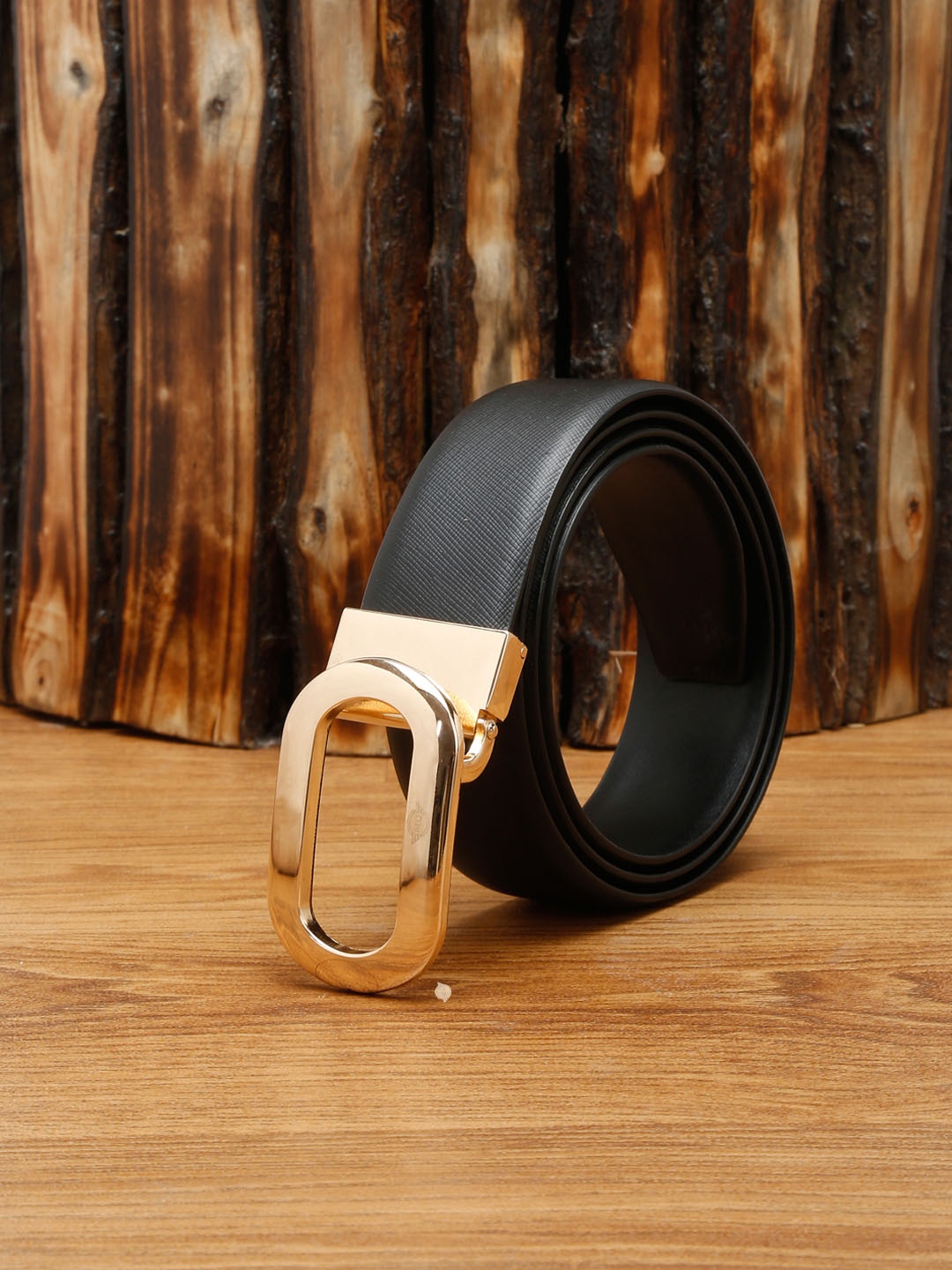 

MUTAQINOTI Men Black Leather Formal Belt