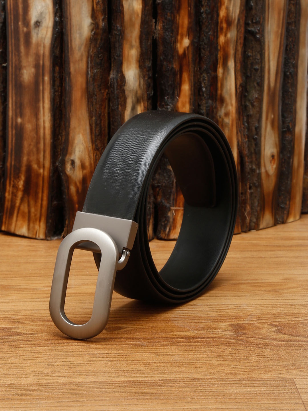 

MUTAQINOTI Men Black Leather Formal Belt