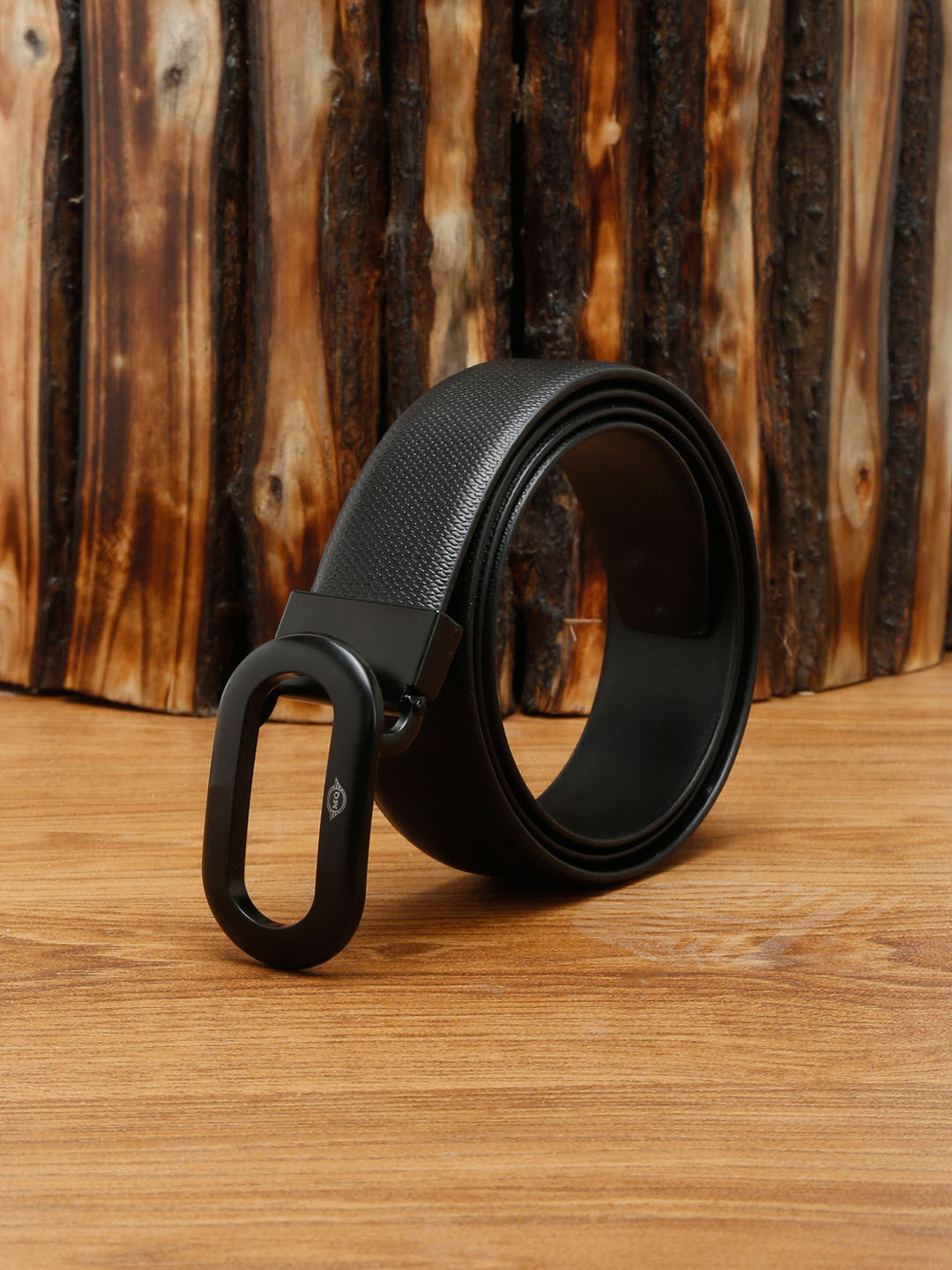 

MUTAQINOTI Men Black Leather Formal Belt