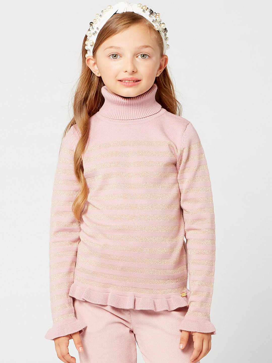 

One Friday Girls Pink Striped Striped Pullover