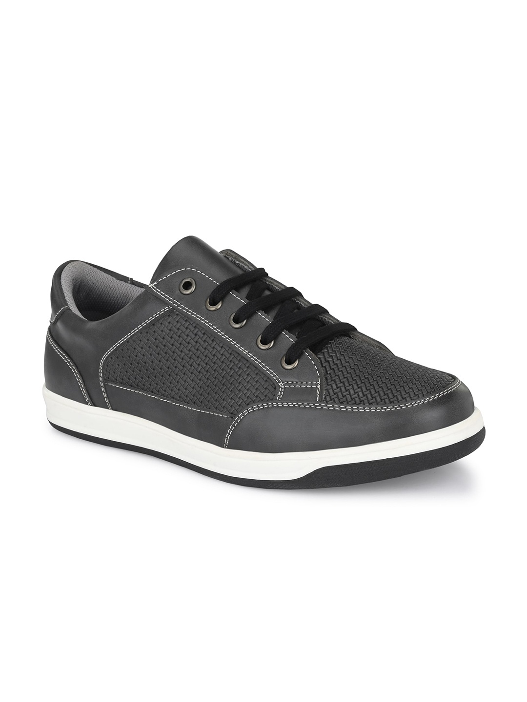 

Azzaro Black Men Grey Textured Lightweight Sneakers