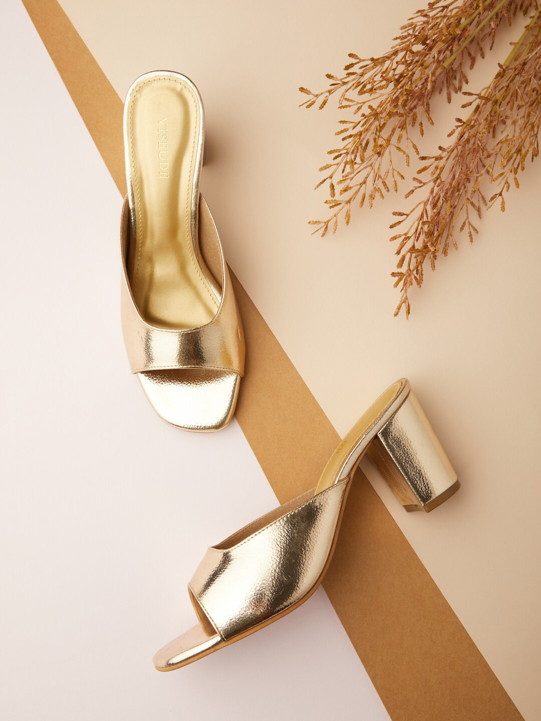 

Vishudh Women Gold-Toned Block Heels