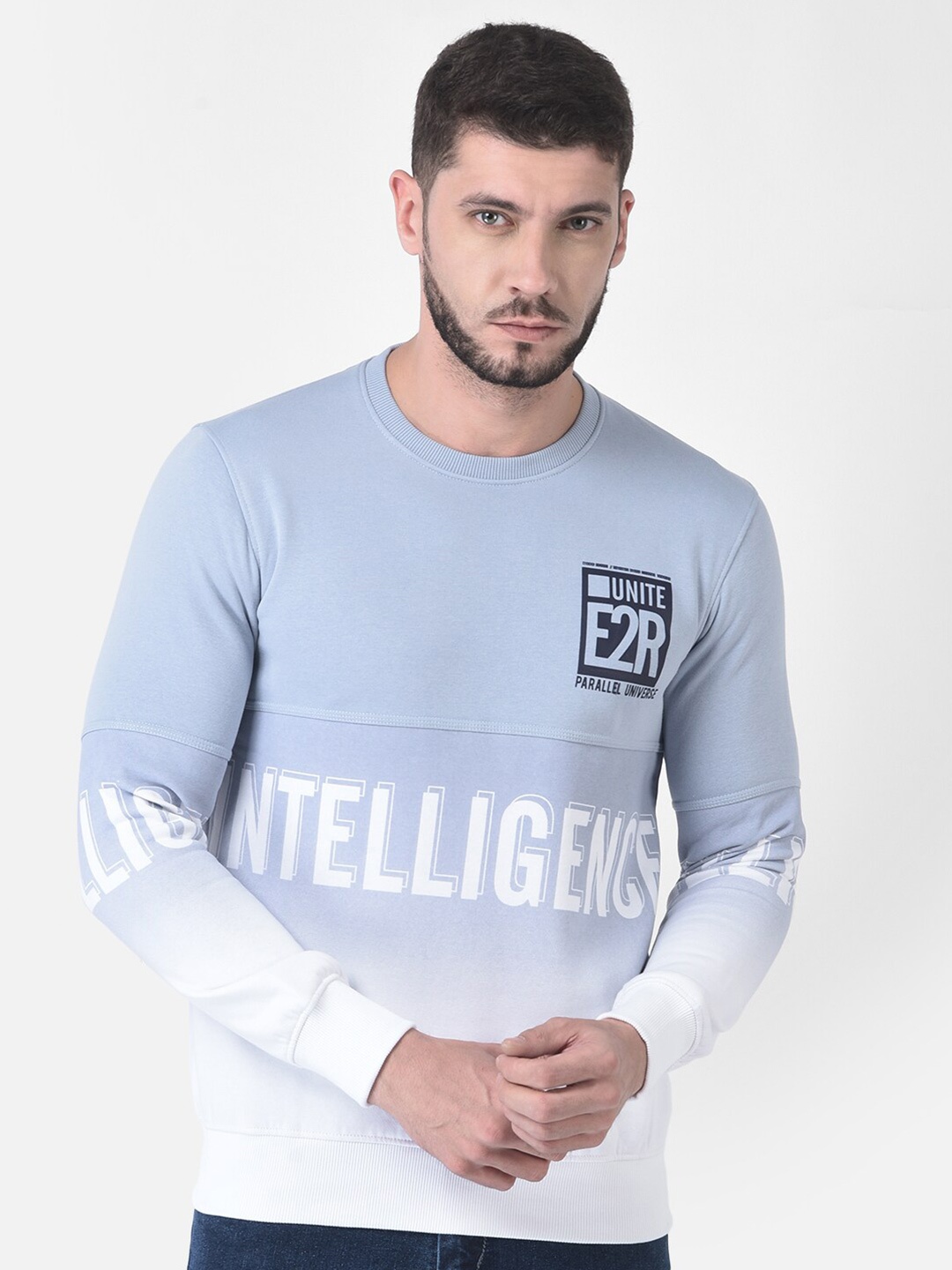 

COBB Men Blue & White Printed Cotton Sweatshirt