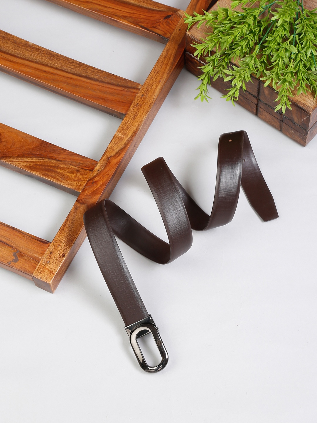 

MUTAQINOTI Men Brown Leather Belt