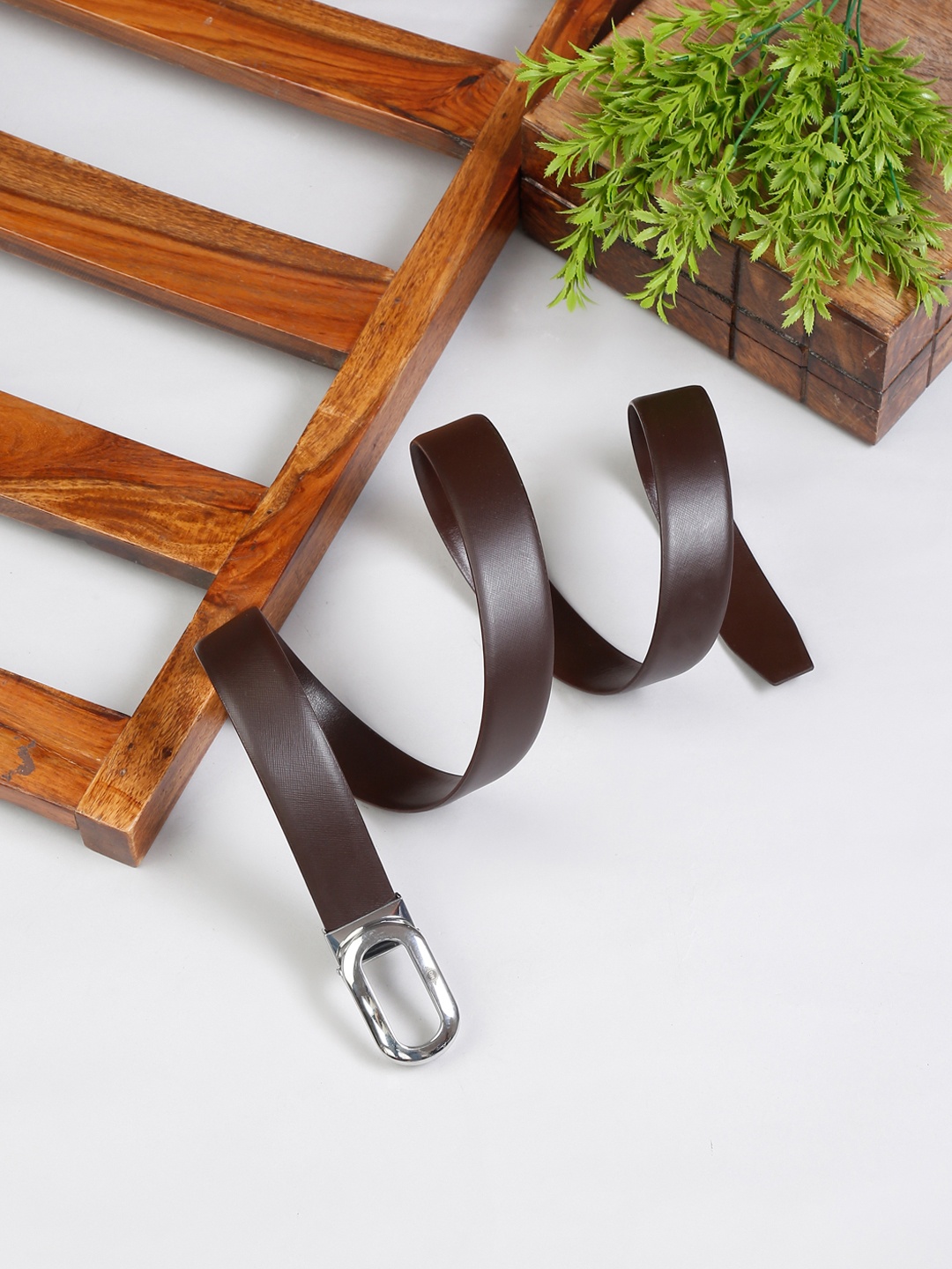 

MUTAQINOTI Men Brown Leather Belt