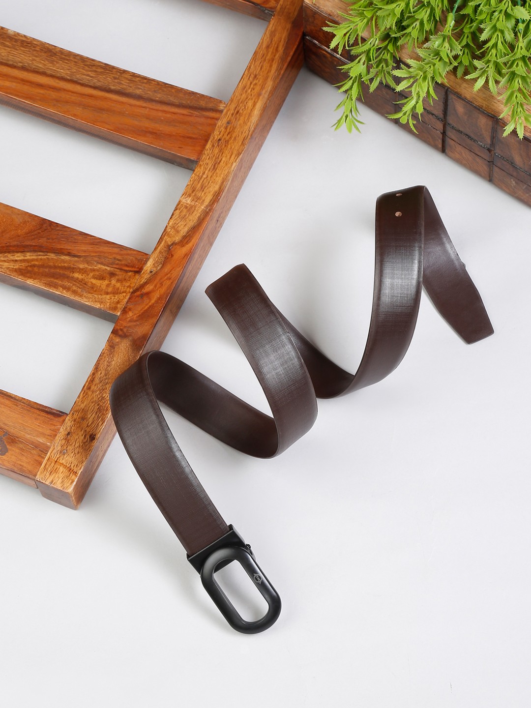 

MUTAQINOTI Men Brown Leather Formal Belt