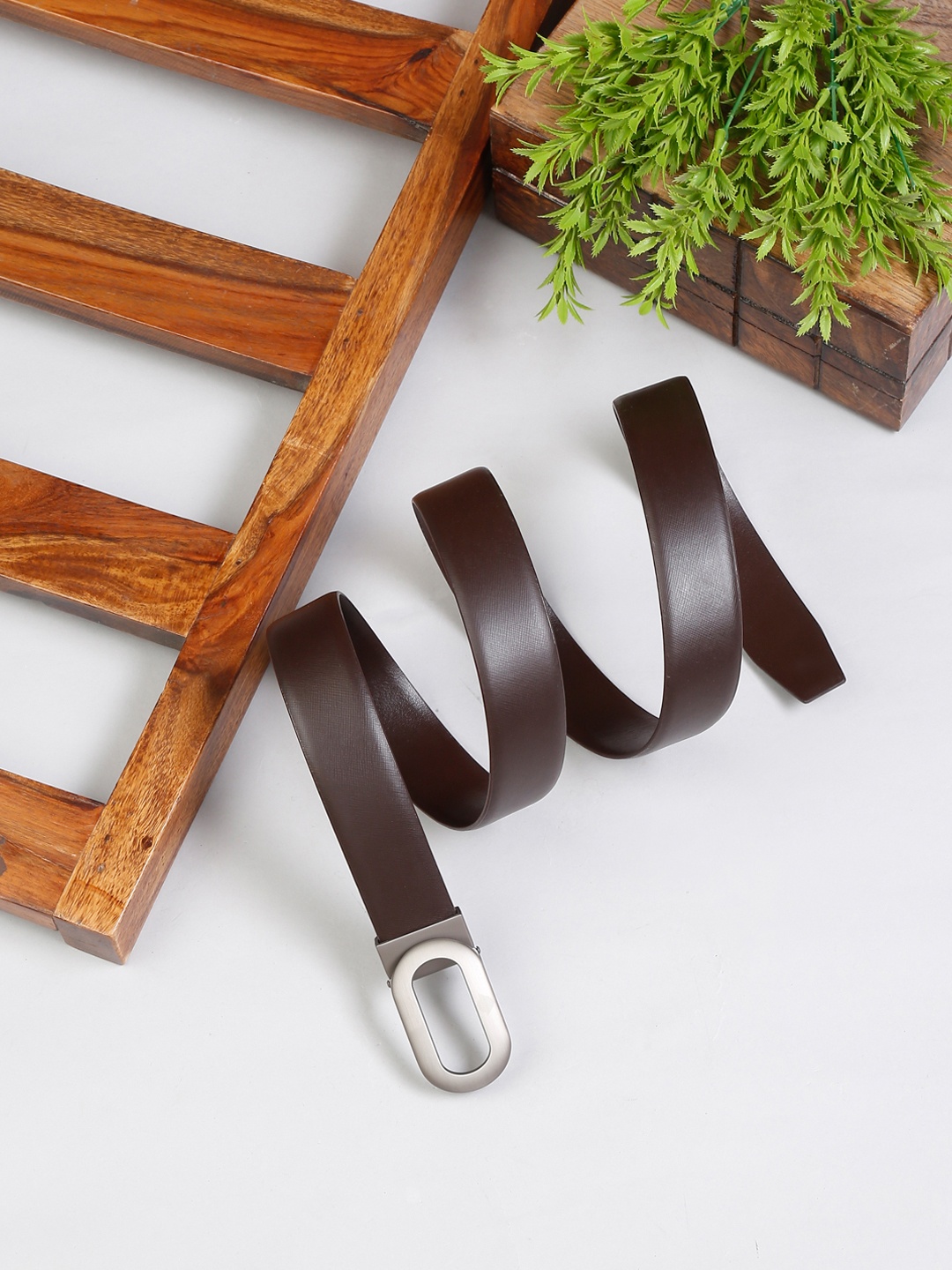 

MUTAQINOTI Men Brown Leather Belt
