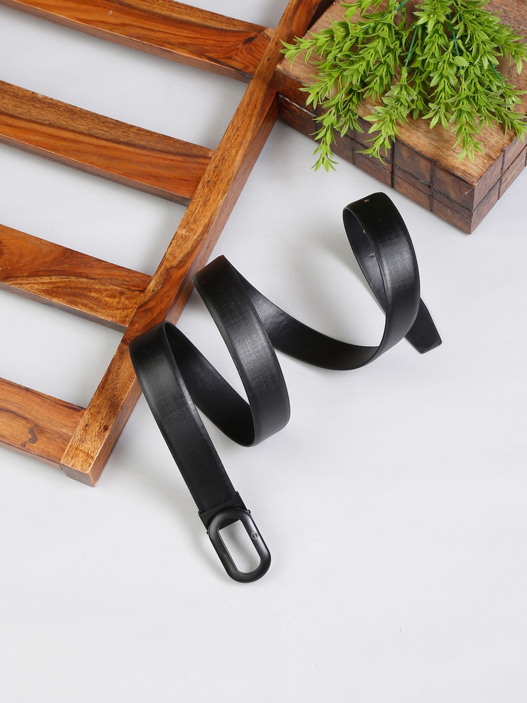 

MUTAQINOTI Men Black Leather Formal Belt