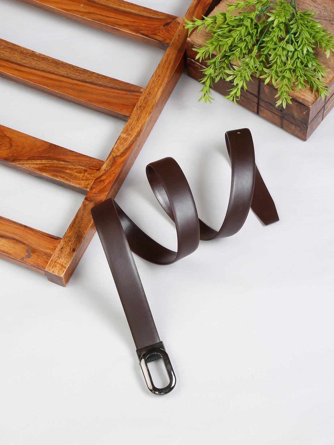 

MUTAQINOTI Men Brown Leather Formal Belt