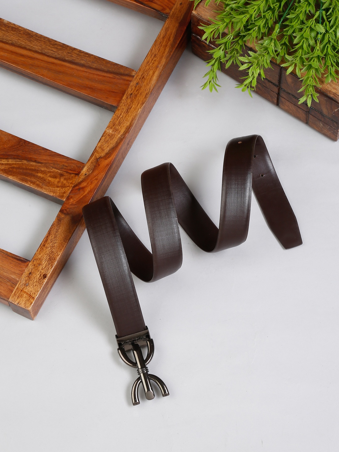

MUTAQINOTI Men Brown Leather Belt