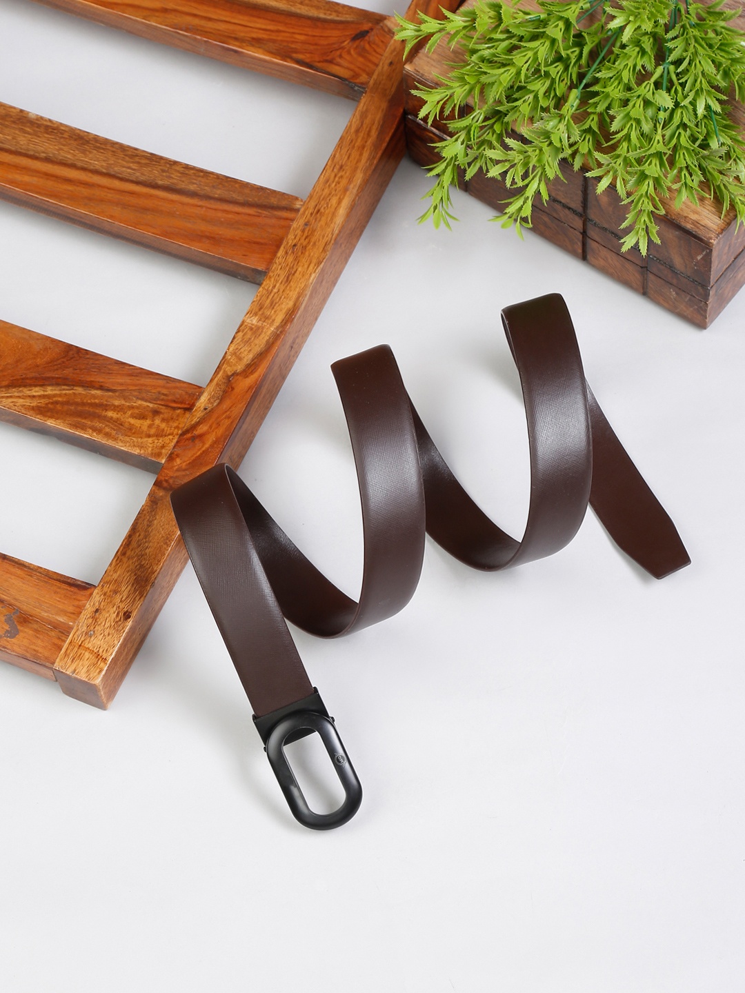 

MUTAQINOTI Men Brown Leather Formal Belt