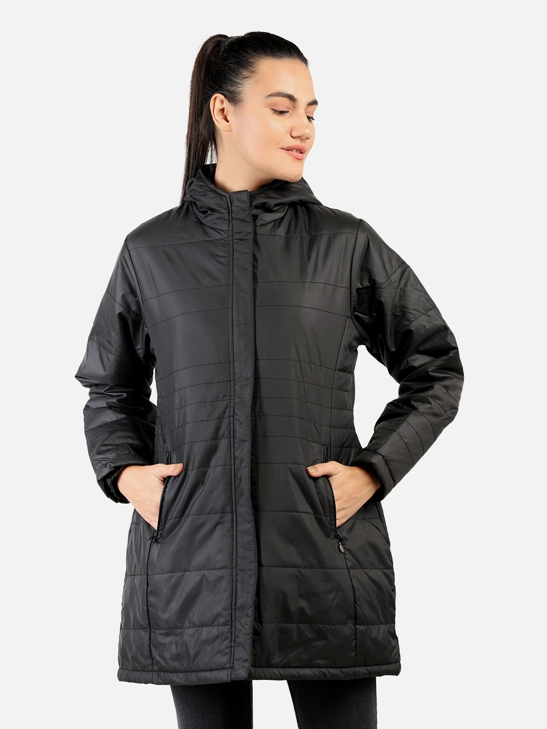 

NEVA Women Black Lightweight Longline Puffer Jacket