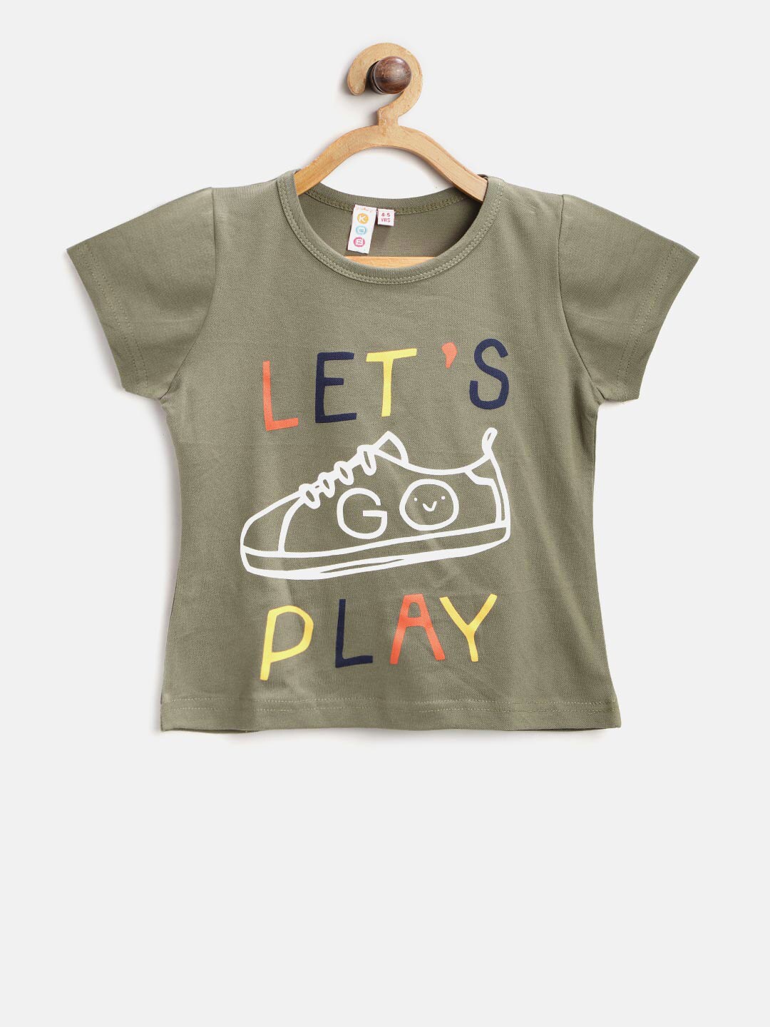 

Kids On Board Girls Olive Green & Orange Print Top