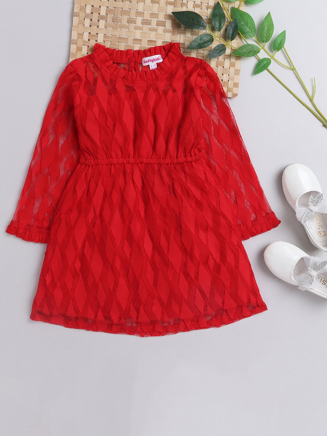 

taffykids Girls Red A-Line Dress