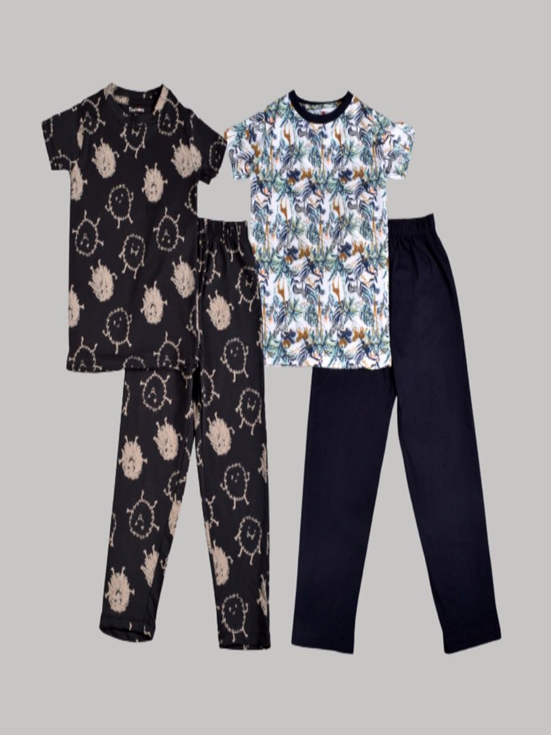

Taatoom Pack Of 2 Boys Navy Blue & Black Printed Cotton Night suit