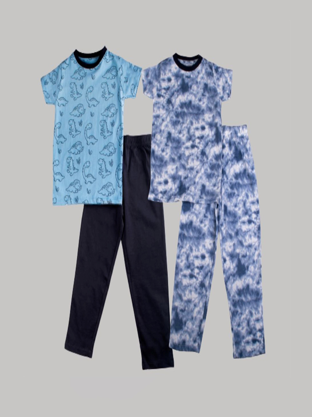 

Taatoom Pack Of 2 Boys Navy Blue & White Printed Cotton Night suit